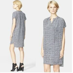 Vince 100% Silk Shift Dress Black Gray Pockets Small Old Money Quiet Luxury Chic